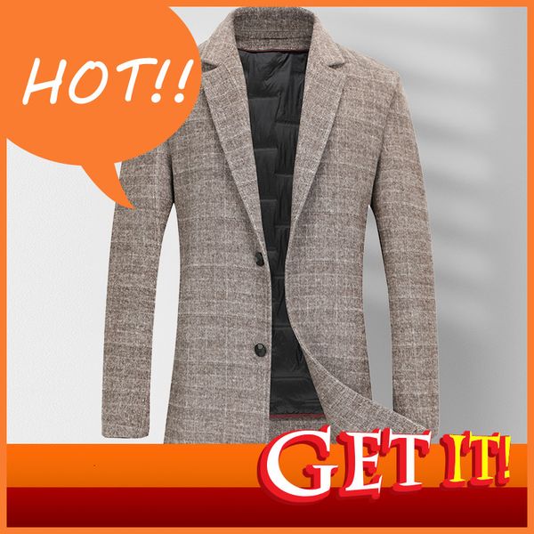 2021 autumn and winter down liner thickened double-sided tweed coat men's middle-aged young people's medium long wool, Black
2021 autumn and winter down liner thickened double-sided tweed coat men's middle-aged young people's medium long wool, Black
