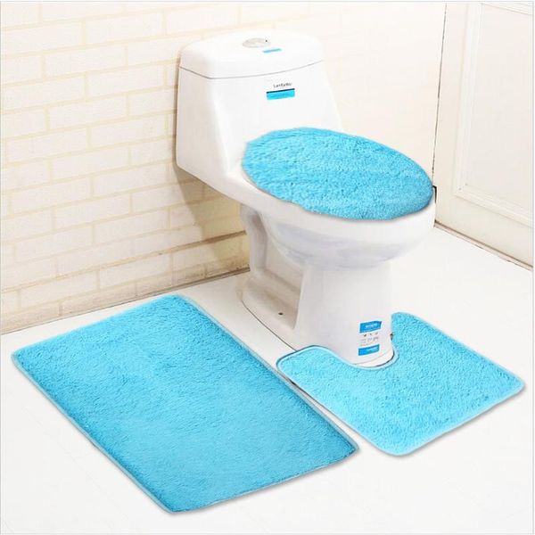 carpets 3pcs for bathroom carpet toilet lid cover bath mat set water absorption solid
