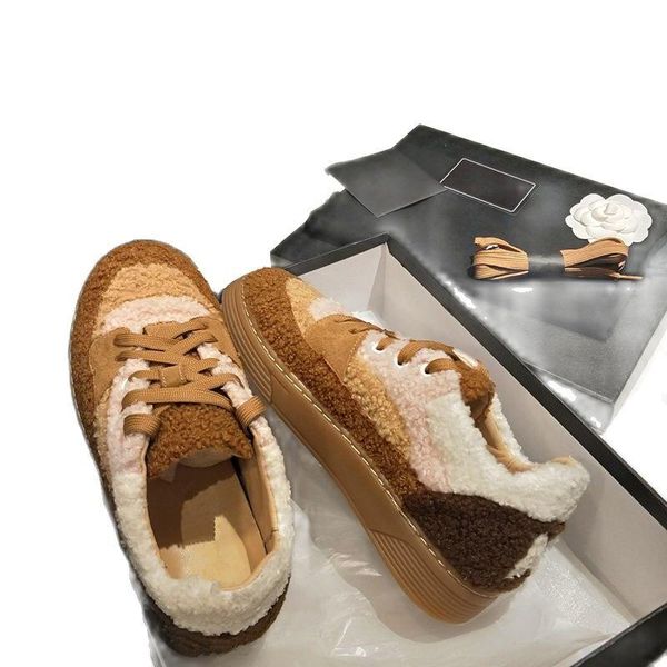 boots mixed coloe women ankle fashion fur snow lace up high warm winter short for shoes, Black