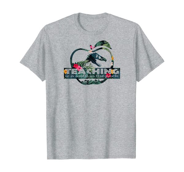 teaching is a walking in a park teacher jurassic dinosaur t-shirt, White;black