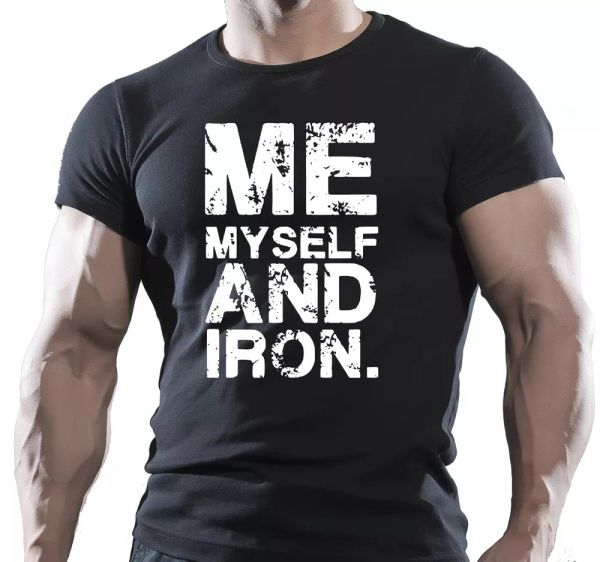 me myself and iron mens bodybuilding gym motivation t-shirt mma workout top, White;black
me myself and iron mens bodybuilding gym motivation t-shirt mma workout top, White;black