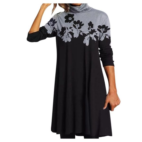 casual dresses women dress lady autumn winter fashion daily turtleneck long sleeve patchwork printing loose plus size vestido d1#, Black;gray
casual dresses women dress lady autumn winter fashion daily turtleneck long sleeve patchwork printing loose plus size vestido d1#, Black;gray