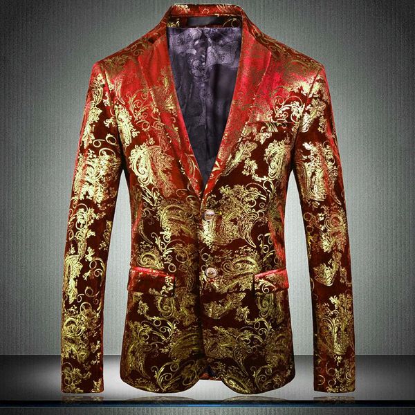 men's suits & blazers red male blazer gold printing single breasted prom men plus size 5xl slim fit wedding man, White;black
men's suits & blazers red male blazer gold printing single breasted prom men plus size 5xl slim fit wedding man, White;black