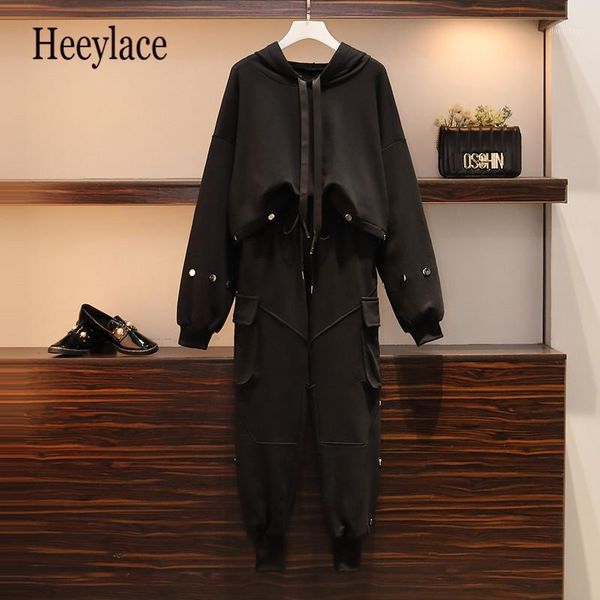 plus size tracksuits women autumnn casual two pieces set 4xl hooded pullover and elastic waist long pants sets sportswear, Black
plus size tracksuits women autumnn casual two pieces set 4xl hooded pullover and elastic waist long pants sets sportswear, Black
