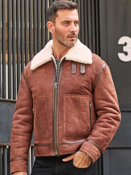 import shearling coat mens brown leather jacket warm fur overcoat youth casual short wool outerwear men's & faux, Black
import shearling coat mens brown leather jacket warm fur overcoat youth casual short wool outerwear men's & faux, Black