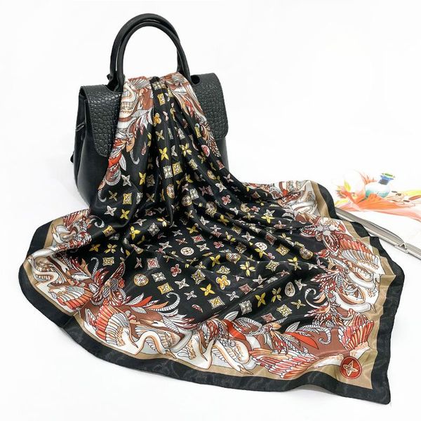 scarves 90cm large square scarf female 2021 imitation silk printed european and american shawl women's headscarf, Blue;gray
scarves 90cm large square scarf female 2021 imitation silk printed european and american shawl women's headscarf, Blue;gray