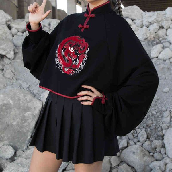 women's knits & tees harajuku chinese style embroidery dragon sweatshirts long sleeve costume short women pullovers fh6b, White
women's knits & tees harajuku chinese style embroidery dragon sweatshirts long sleeve costume short women pullovers fh6b, White