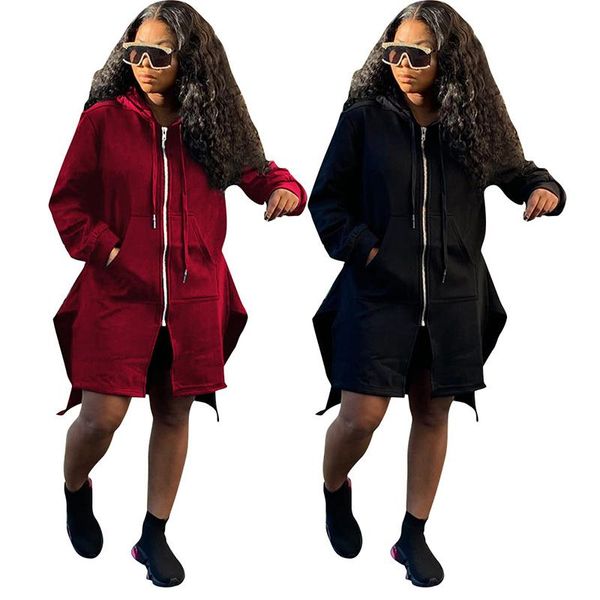 women's trench coats solid color long sleeves fleece hoodie with pockets zipper women coat arrival autumn warm streetwear style outfits, Tan;black
women's trench coats solid color long sleeves fleece hoodie with pockets zipper women coat arrival autumn warm streetwear style outfits, Tan;black