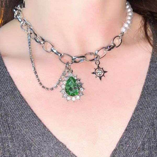 pendant necklaces hangzhi 2021 vintage green crystal water drop geometric rhinestone tassel pearl metallic chain necklace for women jewelry, Silver
pendant necklaces hangzhi 2021 vintage green crystal water drop geometric rhinestone tassel pearl metallic chain necklace for women jewelry, Silver