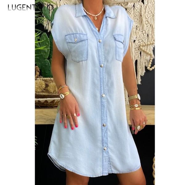 summer shirt dress women sleeveless single-breasted loose plus size denim casual a-line empire midi lugentolo dresses, Black;gray
summer shirt dress women sleeveless single-breasted loose plus size denim casual a-line empire midi lugentolo dresses, Black;gray