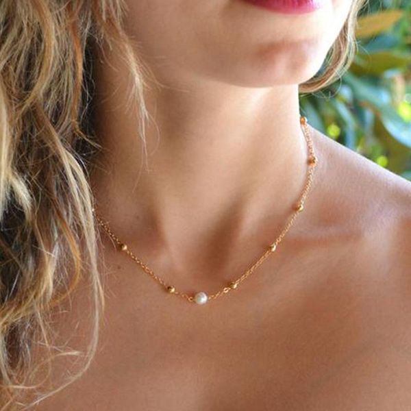 chokers fashion simple small pearl necklace bead chain ladies short choker clavicle jewelry for women, Golden;silver
chokers fashion simple small pearl necklace bead chain ladies short choker clavicle jewelry for women, Golden;silver