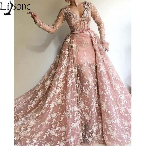 party dresses dusty pink overskirts mermaid prom long sleeve v neck full appliques elegant evening dress with detachable train gown, White;black
party dresses dusty pink overskirts mermaid prom long sleeve v neck full appliques elegant evening dress with detachable train gown, White;black