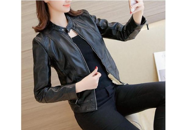 women's leather & faux european style o neck collar pu jacket fashion motorcycle clothing women slim locomotive jackets-1181, Black
women's leather & faux european style o neck collar pu jacket fashion motorcycle clothing women slim locomotive jackets-1181, Black