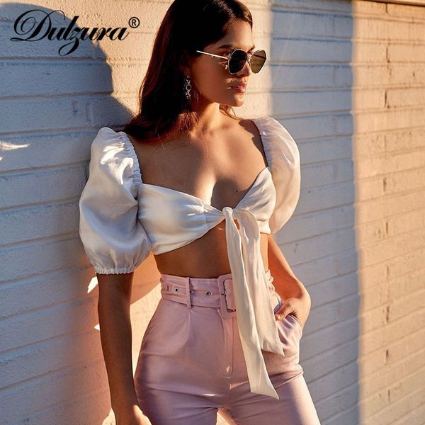 satin lantern sleeve bow tie women crop shirts elegant backless 2021 summer clothes streetwear party clubwear, Black;white
satin lantern sleeve bow tie women crop shirts elegant backless 2021 summer clothes streetwear party clubwear, Black;white