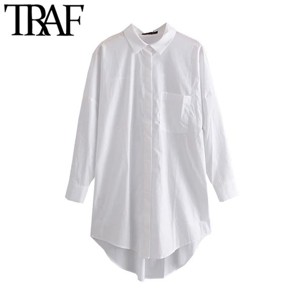 women fashion with pockets oversized poplin asymmetry blouses vintage long sleeve button-up female shirts chic 210507, White
women fashion with pockets oversized poplin asymmetry blouses vintage long sleeve button-up female shirts chic 210507, White