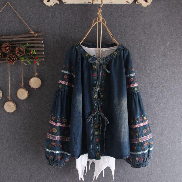 women's jackets retro ethnic style embroidery women denim jacket 2021 o-neck lantern long sleeve loose cardigan jeans female coat, Black;brown
women's jackets retro ethnic style embroidery women denim jacket 2021 o-neck lantern long sleeve loose cardigan jeans female coat, Black;brown