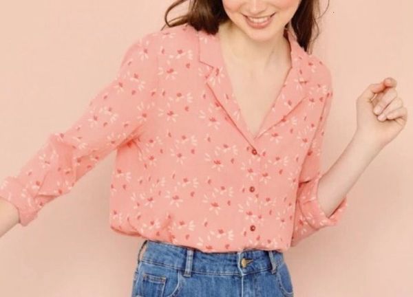 shirt french peach pink 100% viscose suit collar color reduction age long-sleeved blouse women 3mhd, White
shirt french peach pink 100% viscose suit collar color reduction age long-sleeved blouse women 3mhd, White
