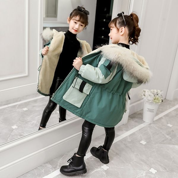 girls winter jacket thickened parka 4-13 years geometric quilted cotton plush lining padded coat winter clothes for girls, Blue;gray
girls winter jacket thickened parka 4-13 years geometric quilted cotton plush lining padded coat winter clothes for girls, Blue;gray