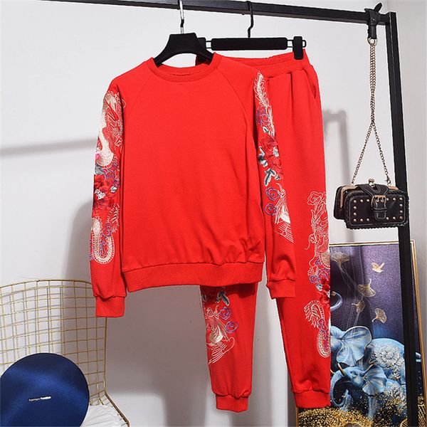 pant spring autumn fashion loose female set embroidery flower sleeve pullover + long pencil pants red black 2pc women tracksuit, White
pant spring autumn fashion loose female set embroidery flower sleeve pullover + long pencil pants red black 2pc women tracksuit, White