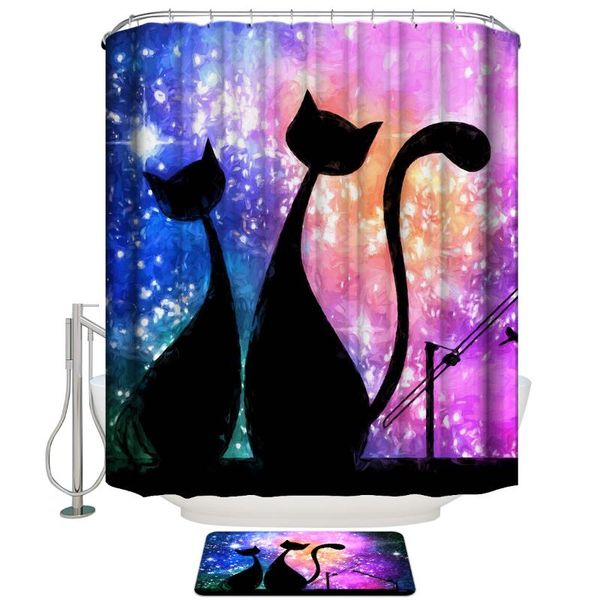 two cats watching fireworks on the roof shower curtain with hooks doormat bath floor mat waterproof polyester curtains
two cats watching fireworks on the roof shower curtain with hooks doormat bath floor mat waterproof polyester curtains