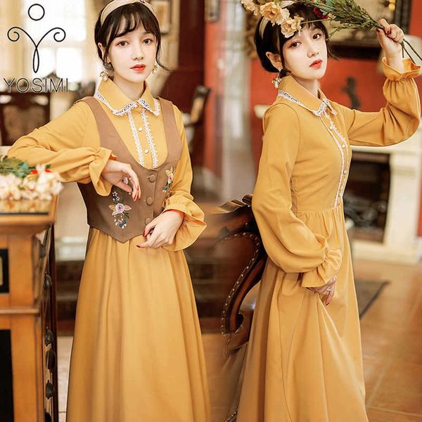 yosimi 2 piece outfit sets autumn full sleeve peter pan collar mid-calf dress and embroidery vest khaki 2 210604, White
yosimi 2 piece outfit sets autumn full sleeve peter pan collar mid-calf dress and embroidery vest khaki 2 210604, White