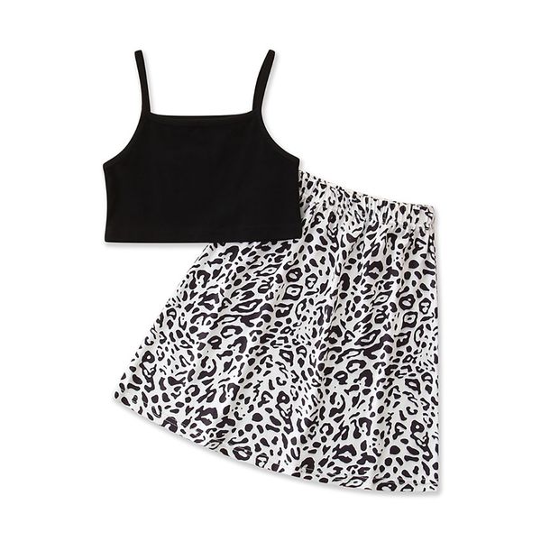 2021 summer childrens korean suit girls black sling leopard print skirt 2-piece set kids outfits cute clothes, White
2021 summer childrens korean suit girls black sling leopard print skirt 2-piece set kids outfits cute clothes, White