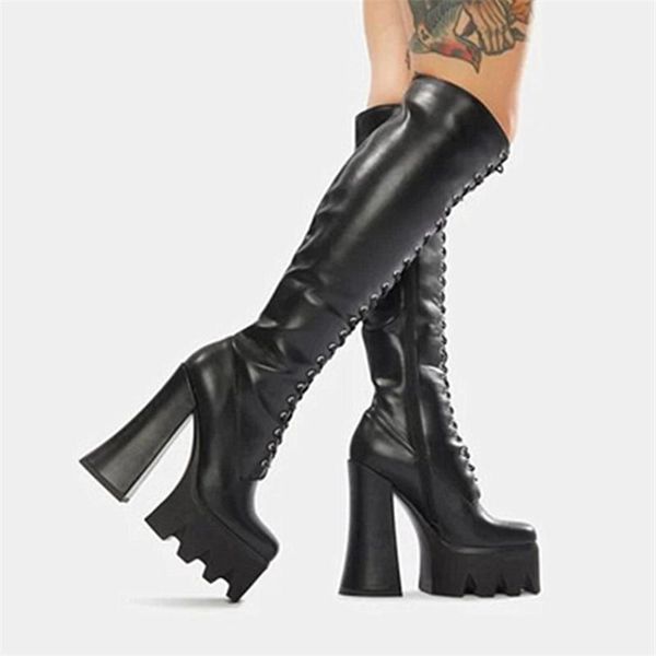 boots pxelena plus size 34-41 punk rock gothic motorcycle knee high women lace up split leather combat military shoes, Black
boots pxelena plus size 34-41 punk rock gothic motorcycle knee high women lace up split leather combat military shoes, Black