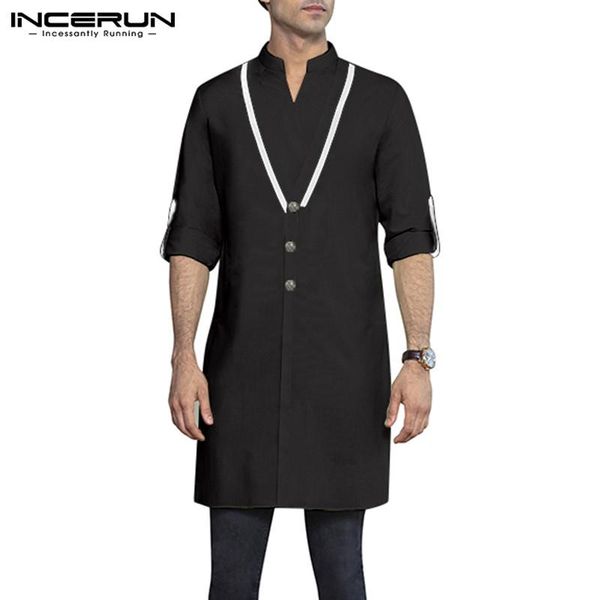 men's casual shirts incerun men shirt long sleeve solid button streetwear patchwork kurtas v neck elegant muslim kaftan s-5xl, White;black
men's casual shirts incerun men shirt long sleeve solid button streetwear patchwork kurtas v neck elegant muslim kaftan s-5xl, White;black