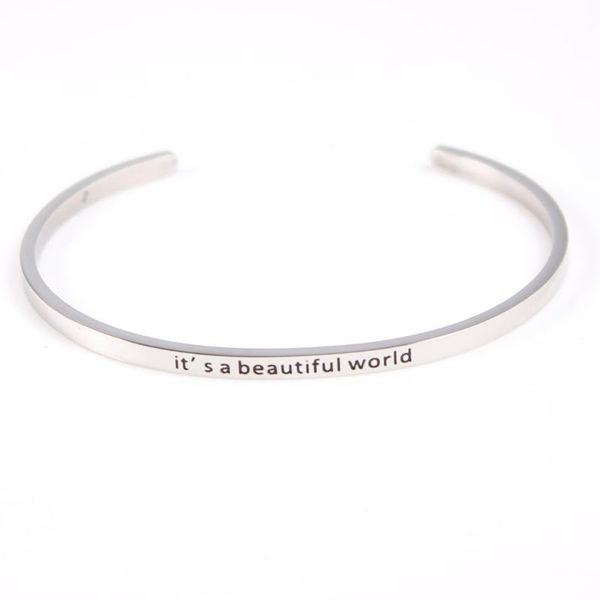 bangle 2021 stainless steel engraved it's a beautiful world message inspirational cuff mantra bracelet for women gifts, Black
bangle 2021 stainless steel engraved it's a beautiful world message inspirational cuff mantra bracelet for women gifts, Black