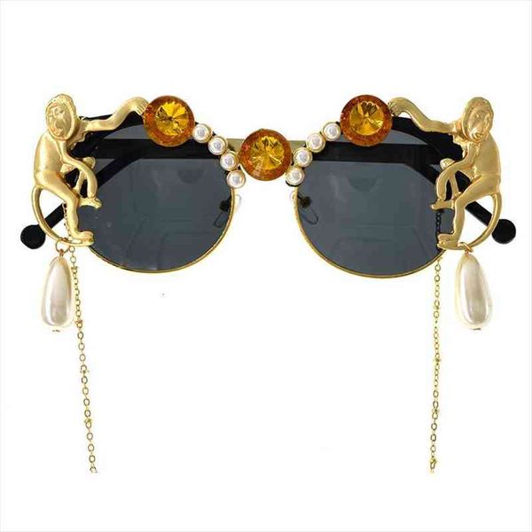 fashion design personality tassel sunglasses monkey pearl crystal retro round big frame sunglasses women ladies sun glas, White;black
fashion design personality tassel sunglasses monkey pearl crystal retro round big frame sunglasses women ladies sun glas, White;black