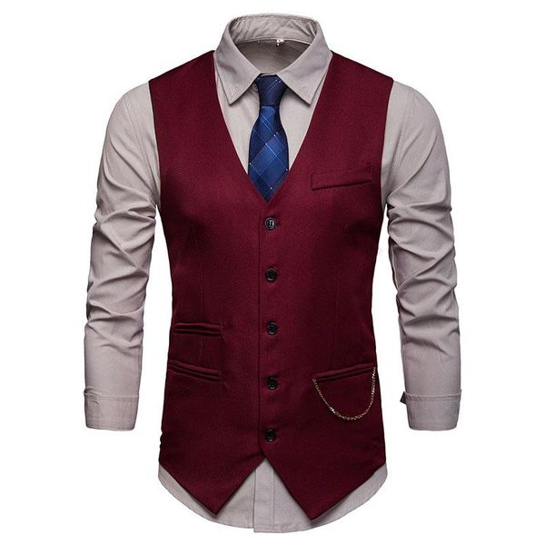 men's vests suit vest 2021 western back casual self-cultivation custom large size chain take po wedding dress, Black;white
men's vests suit vest 2021 western back casual self-cultivation custom large size chain take po wedding dress, Black;white
