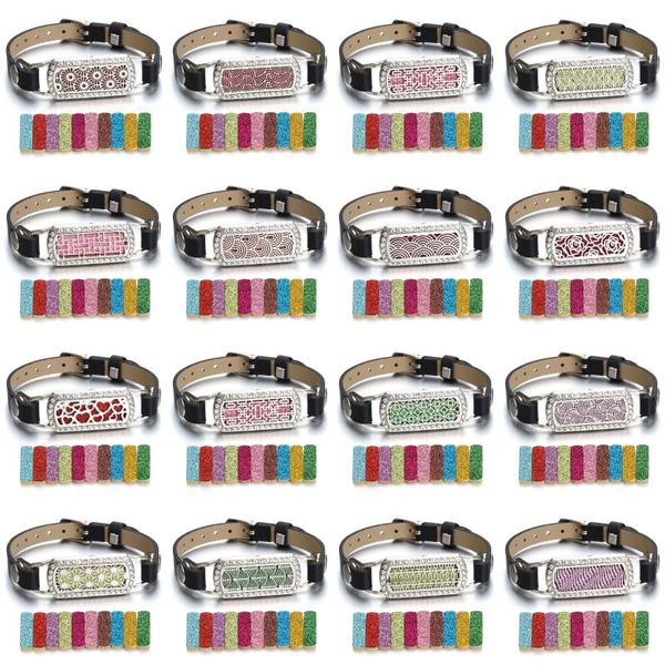 charm bracelets bracelet black pu leather essential oil diffuser locket crystal charms with 10pcs pads, Golden;silver
charm bracelets bracelet black pu leather essential oil diffuser locket crystal charms with 10pcs pads, Golden;silver
