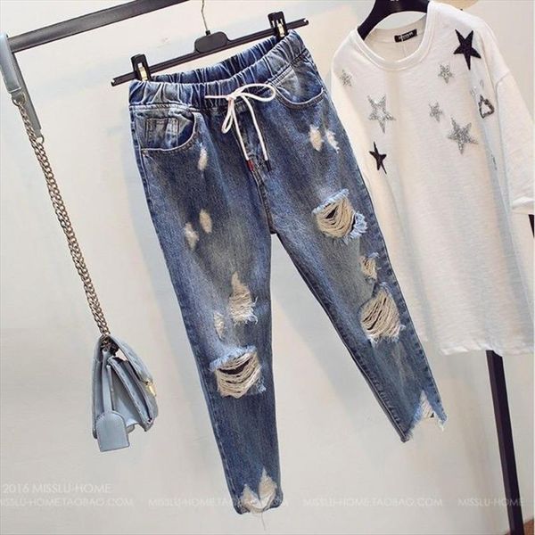 large size loose ripped hole women jean beggar summer korean version fat womens sister 100kg harun capris, Blue
large size loose ripped hole women jean beggar summer korean version fat womens sister 100kg harun capris, Blue
