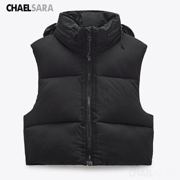 women's vests winter high collar women elegant solid zipper sleeveless coats casual outerwear ladies top, Black;white