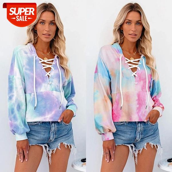 trendy autumn tie-dye printed hoodies casual long sleeve v-neck cross strap lace-up loose wild ladies daily wear sweatshirt #yx5x, Black
trendy autumn tie-dye printed hoodies casual long sleeve v-neck cross strap lace-up loose wild ladies daily wear sweatshirt #yx5x, Black