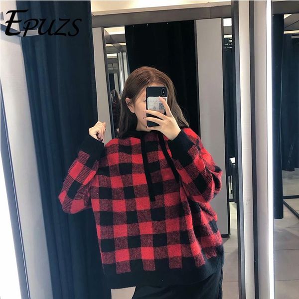 women's hoodies & sweatshirts autumn women eurpean style vintage loose red plaid casual long sleve chic fashion slim 2021, Black
women's hoodies & sweatshirts autumn women eurpean style vintage loose red plaid casual long sleve chic fashion slim 2021, Black