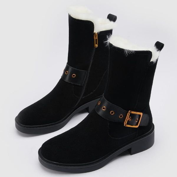 boots women's natural suede leather metal buckle side zip flats winter snow casual warm plush cold weather ankle shoes, Black
boots women's natural suede leather metal buckle side zip flats winter snow casual warm plush cold weather ankle shoes, Black