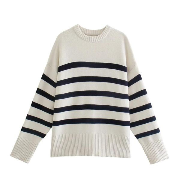 women's sweaters 2021 woman sweater classic striped knitted pullovers jumper female elegant casual loose pullover trf women winter clo, White;black
women's sweaters 2021 woman sweater classic striped knitted pullovers jumper female elegant casual loose pullover trf women winter clo, White;black