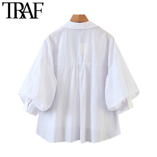 traf women fashion button-up loose irregular blouses vintage lantern sleeve side vents female shirts blusas chic, White
traf women fashion button-up loose irregular blouses vintage lantern sleeve side vents female shirts blusas chic, White