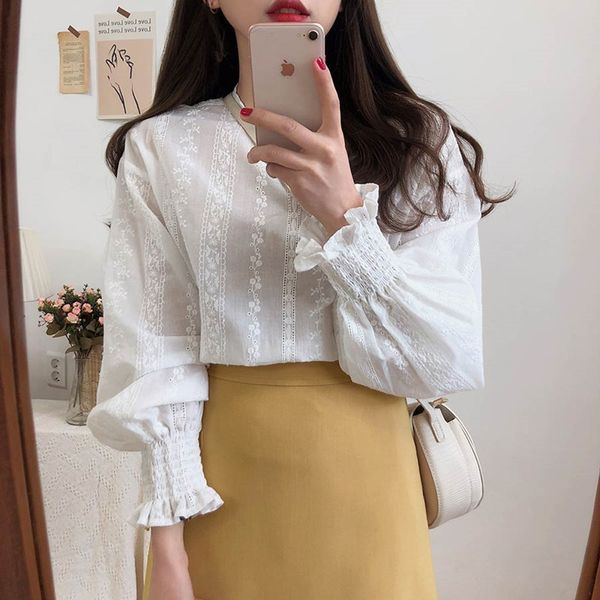 S-XL 2021 Spring Summer Womens Blouse fashion lace Shirt Embroidery Elegant Lantern Sleeve Lace Up Sweet Lady Tops (G1903, White
S-XL 2021 Spring Summer Womens Blouse fashion lace Shirt Embroidery Elegant Lantern Sleeve Lace Up Sweet Lady Tops (G1903, White
