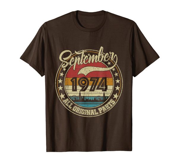 september 1974 original parts 45th birthday gift vintage t-shirt, White;black
september 1974 original parts 45th birthday gift vintage t-shirt, White;black
