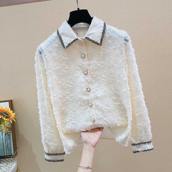 design turn down collar single breasted full solid chiffon shirt women blouses 210615, White
design turn down collar single breasted full solid chiffon shirt women blouses 210615, White