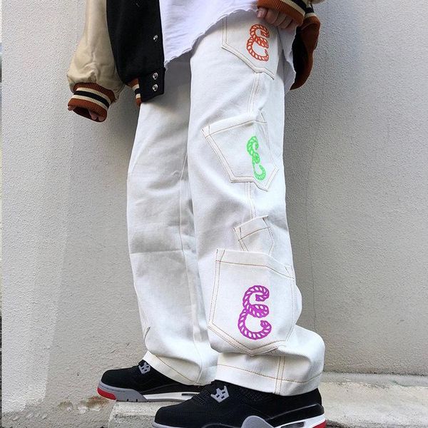 men's pants high street trend loose letter printing straight jeans men and women harajuku casual pocket oversize overalls, Black
men's pants high street trend loose letter printing straight jeans men and women harajuku casual pocket oversize overalls, Black