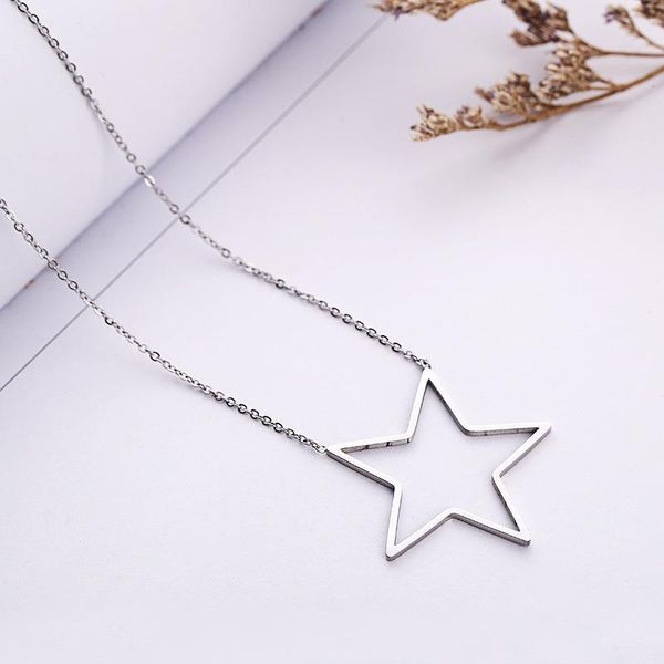 pendant necklaces unique 316l stainless steel necklace big hollow five point star women choker fashion jewelry cute gift, Silver
pendant necklaces unique 316l stainless steel necklace big hollow five point star women choker fashion jewelry cute gift, Silver