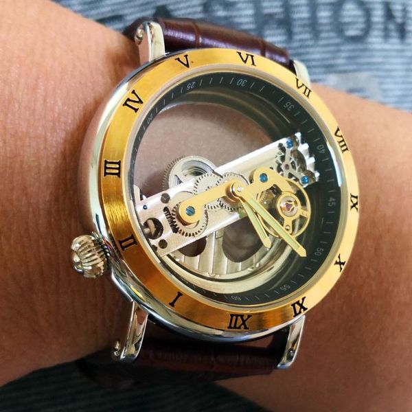 wristwatches special design transparent case skeleton sport male waterproof mechanical mens leather automatic tourbillon watches, Slivery;brown
wristwatches special design transparent case skeleton sport male waterproof mechanical mens leather automatic tourbillon watches, Slivery;brown