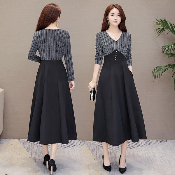 casual dresses elegant plus size -3xl v collar color block long sleeve woman dress, Black;gray
casual dresses elegant plus size -3xl v collar color block long sleeve woman dress, Black;gray