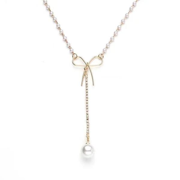 pendant necklaces bow pearl necklace female cool temperament simple clavicle chain neck, Silver
pendant necklaces bow pearl necklace female cool temperament simple clavicle chain neck, Silver