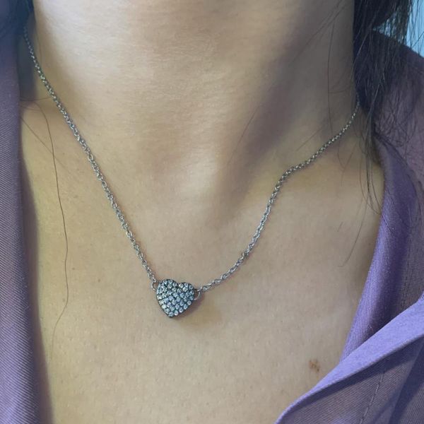 pendant necklaces simple cute micro pave cz black heart necklace trendy zircon gold color charm steel chain choker jewelry, Silver
pendant necklaces simple cute micro pave cz black heart necklace trendy zircon gold color charm steel chain choker jewelry, Silver