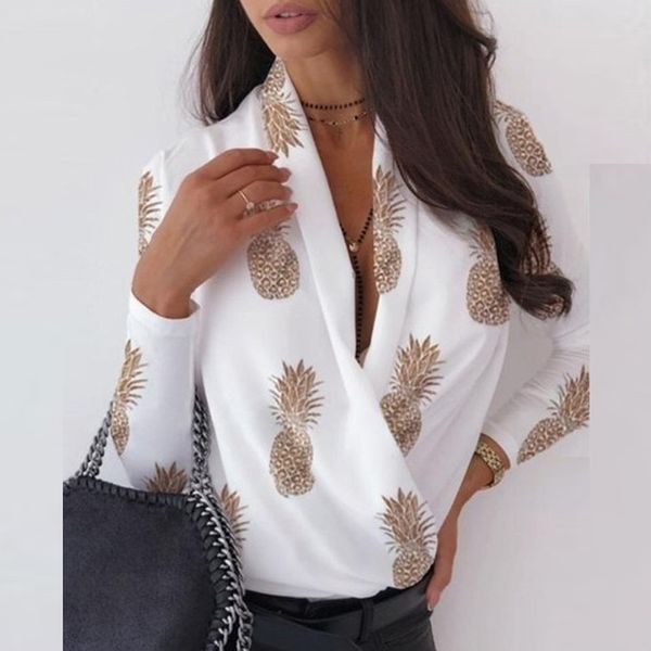 2021 pineapple print shirts autumn spring office female v-neck blouse tunic for women long sleeve formal shirt blusas x0521, White
2021 pineapple print shirts autumn spring office female v-neck blouse tunic for women long sleeve formal shirt blusas x0521, White