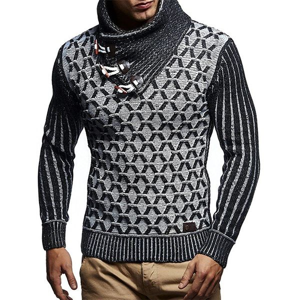 2021 spring autumn new br european and american men's leather button high collar knitted sweater pullover, Black
2021 spring autumn new br european and american men's leather button high collar knitted sweater pullover, Black